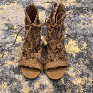 Tan lace up Merona chunky heels